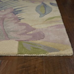 2' x 10' Pastel Tropical Leaves Wool Indoor Runner Rug