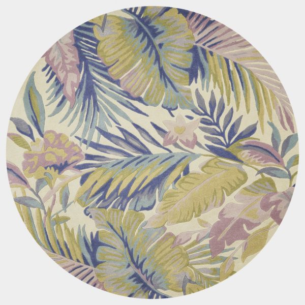 3' x 5' Pastel Tropical Leaves Wool Indoor Area Rug - Image 2