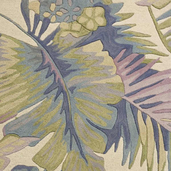 3' x 5' Pastel Tropical Leaves Wool Indoor Area Rug - Image 4