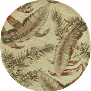 10' Ivory Hand Tufted Tropical Leaves Indoor Runner Rug