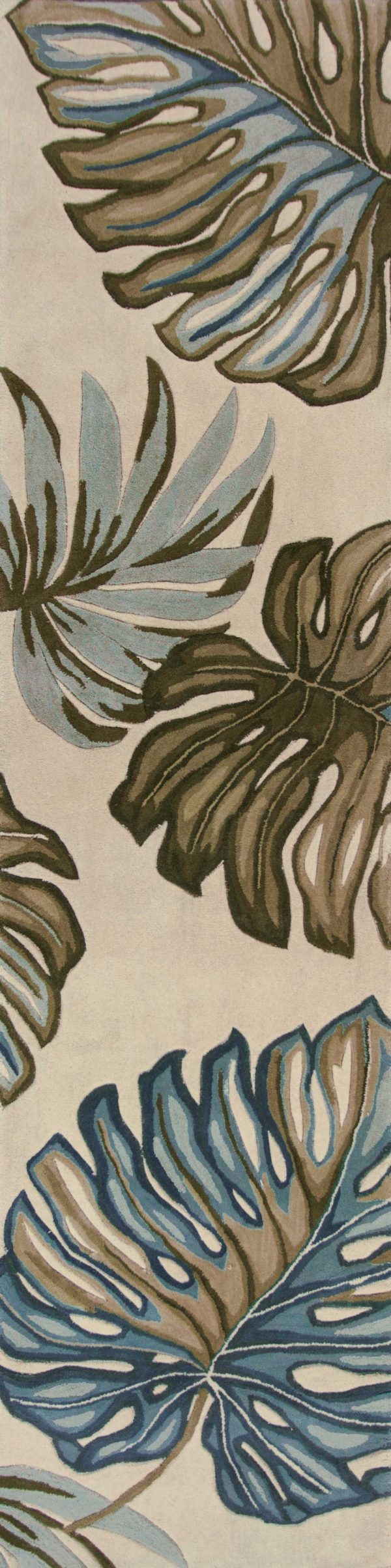 10' Ivory Hand Tufted Tropical Monstera Indoor Runner Rug - Image 2