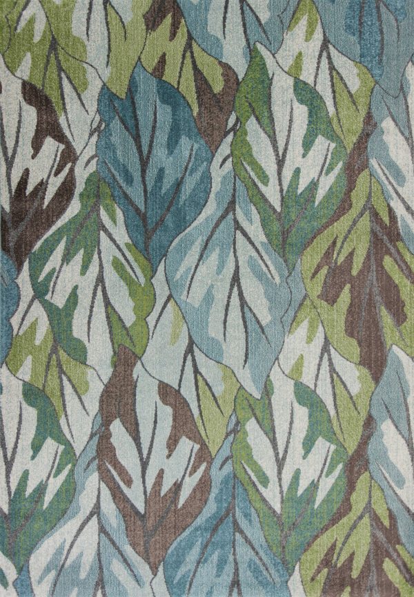 3' x 5' Blue or Green Leaves Area Rug - Image 2