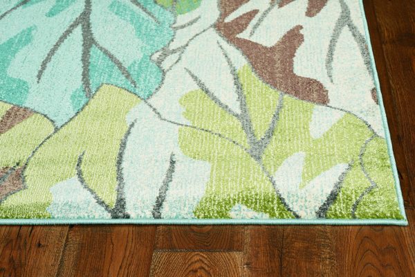 3' x 5' Blue or Green Leaves Area Rug - Image 4