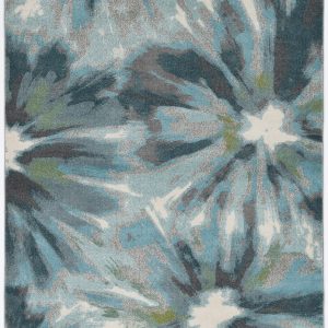 5' x 8' Teal Tropical Flower Indoor Area Rug