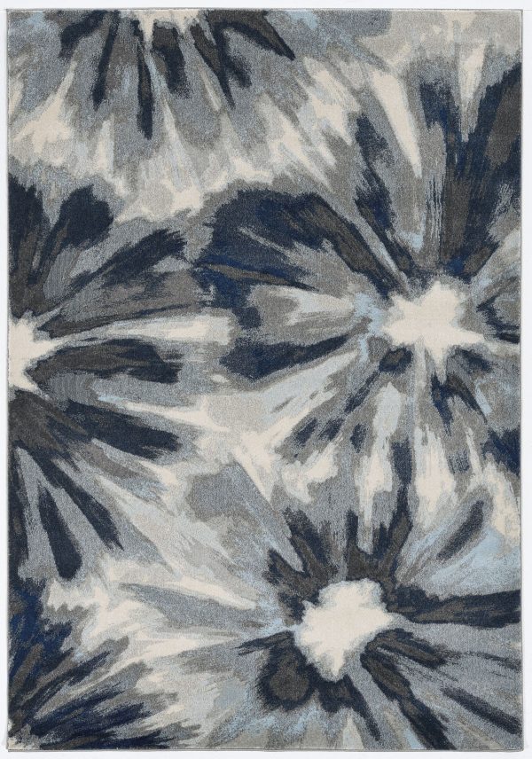 3'x5' Ivory Blue Machine Woven Oversized Floral Indoor Area Rug - Image 2