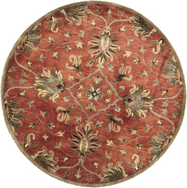 6' Sienna Orange Hand Tufted Traditional Round Indoor Area Rug - Image 2