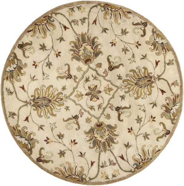 3'x5' Champagne Beige Hand Tufted Wool Traditional Floral Indoor Area Rug - Image 2