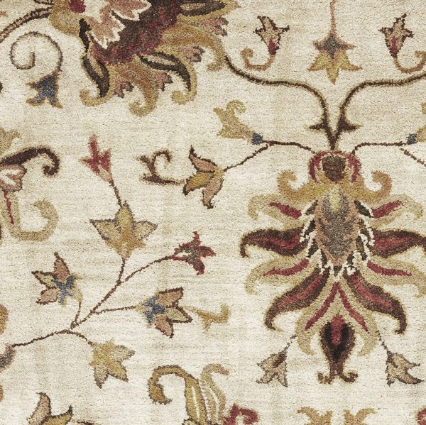 3'x5' Champagne Beige Hand Tufted Wool Traditional Floral Indoor Area Rug - Image 5
