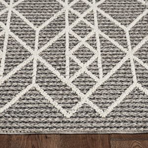 2' x 8' Grey Geometric Lines Runner Rug