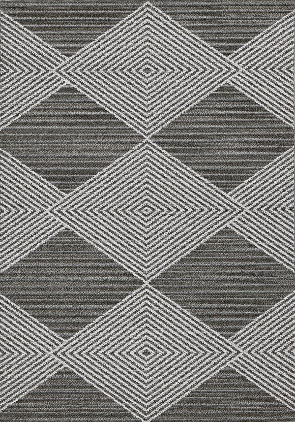 4' x 6' Grey or Ivory Geometric Diamond Area Rug - Image 2
