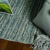 4'x6' Denim Blue Machine Woven UV Treated Abstract Lines Indoor Outdoor Area Rug