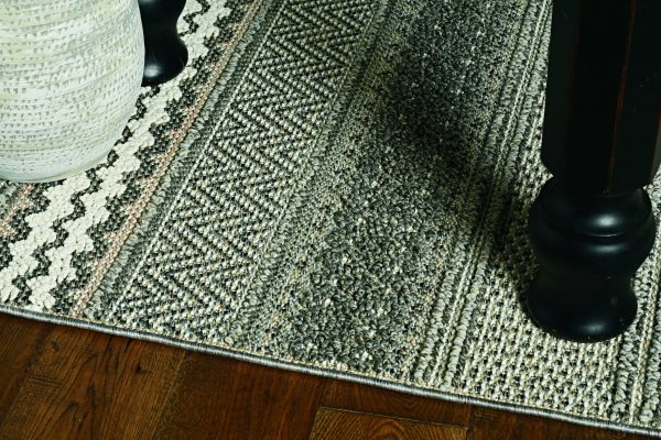 8' Taupe Machine Woven UV Treated Tribal Indoor Outdoor Runner Rug - Image 3