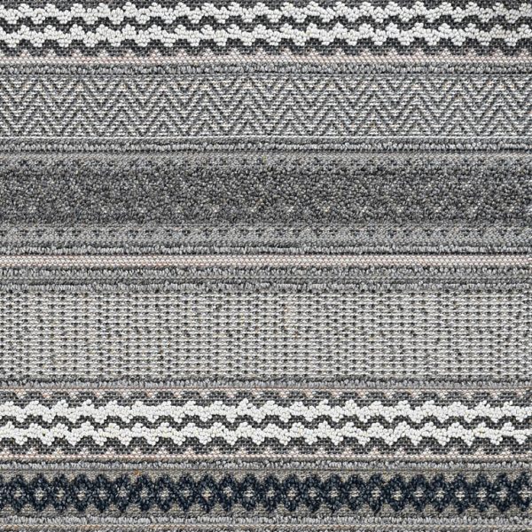 8' Taupe Machine Woven UV Treated Tribal Indoor Outdoor Runner Rug - Image 5