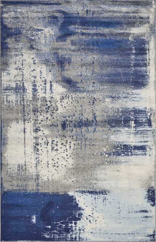5' x 7' Ice Blue Abstract Splash Indoor Area Rug - Image 4