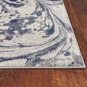 3'x5' Grey Blue Machine Woven Marble Indoor Area Rug