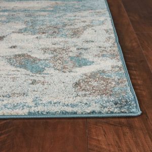 3'x5' Ivory Teal Machine Woven Abstract Indoor Area Rug