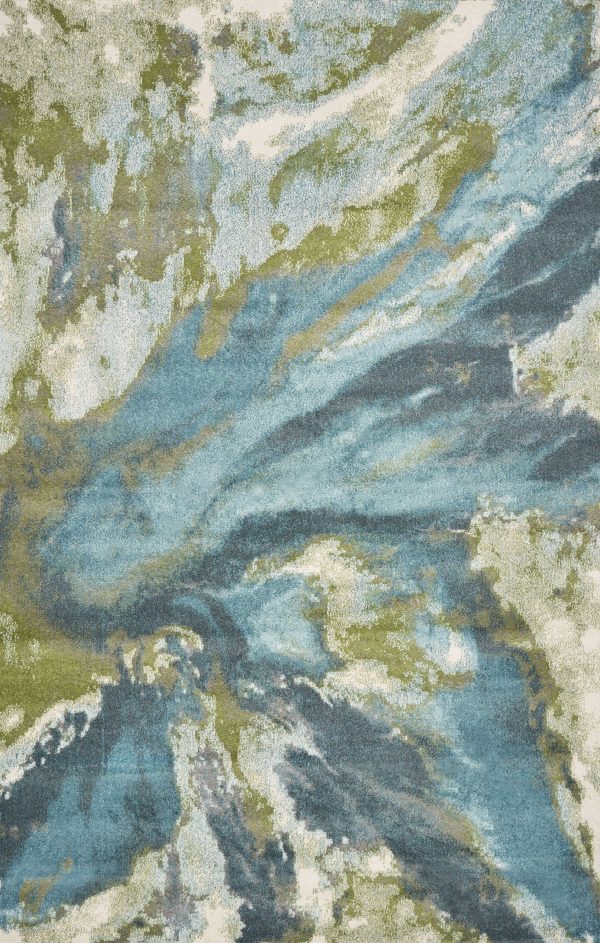 3' x 5' Teal Abstract Splashes Area Rug - Image 2