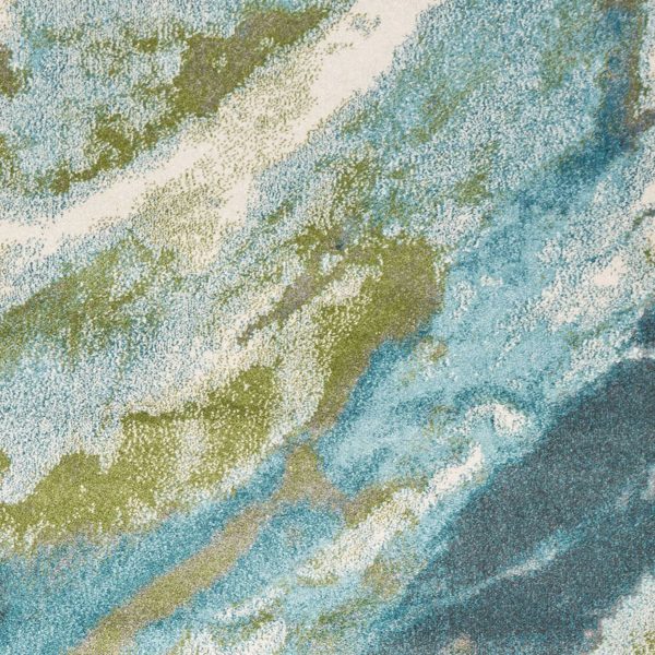 3' x 5' Teal Abstract Splashes Area Rug - Image 4