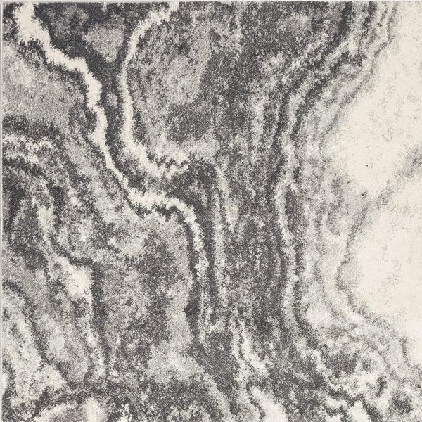5'x8' Ivory Grey Machine Woven Marble Indoor Area Rug - Image 4