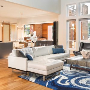 5' x 7' Blue Abstract Design Indoor Area Rug