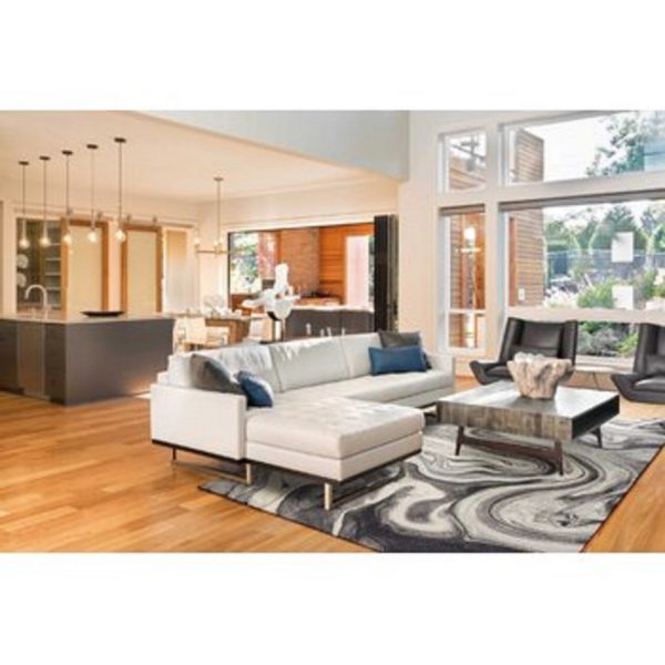 5'x8' Grey Black Machine Woven Marble Indoor Area Rug - Image 5