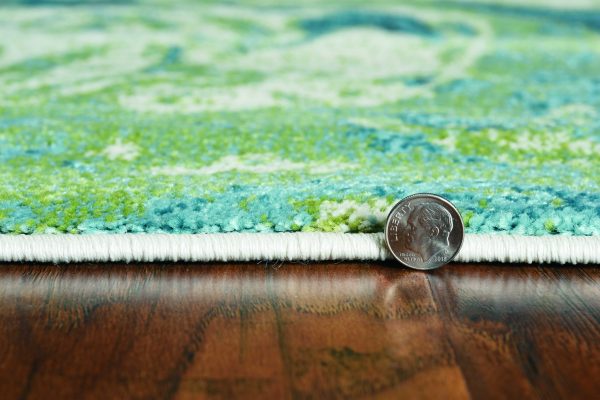 5' x 7' Teal Abstract Splash Indoor Area Rug - Image 4