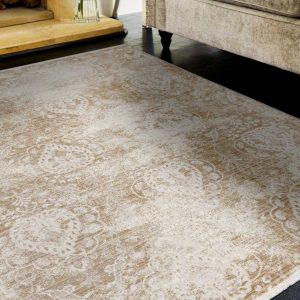 5'x8' Sand Ivory Machine Woven Distressed Traditional Indoor Area Rug