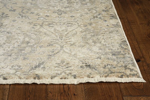 4'x6' Sand Grey Machine Woven Distressed Vintage Traditional Indoor Area Rug - Image 3