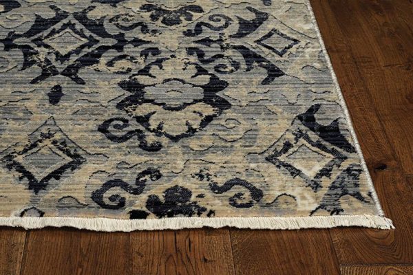 5'x8' Ivory Beige Machine Woven Distressed Traditional Indoor Area Rug - Image 3