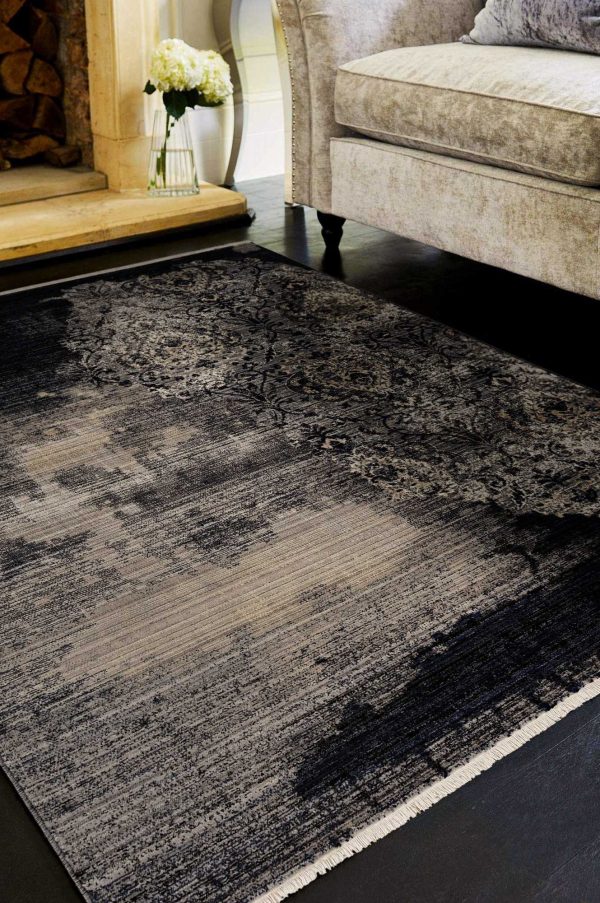 7' Blue Machine Woven Distressed Traditional Round Area Rug - Image 2