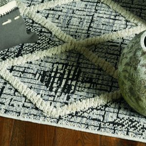 8' Charcoal Machine Woven Diamond Pattern Indoor Runner Rug