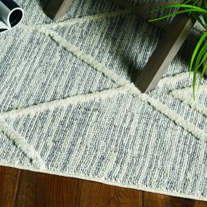 8' Ivory Grey Machine Woven Abstract With Fringe Indoor Runner Rug