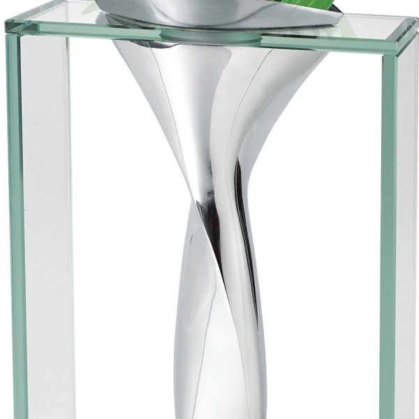 14 Mouth Blown Crystal Non Tarnish Aluminum and Glass Vase - Image 4