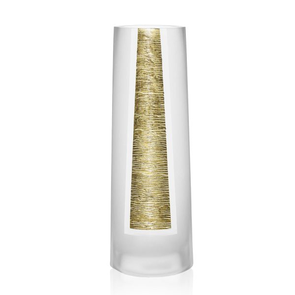 10.5 Mouth Blown Hand Decorated Standard Gold Vase - Image 3