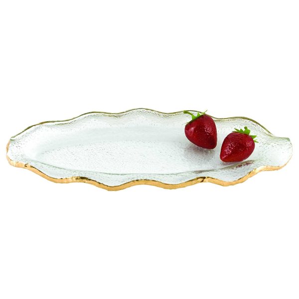 14 Mouth Blown Wavy Edge Gold Leaf Platter - Image 2