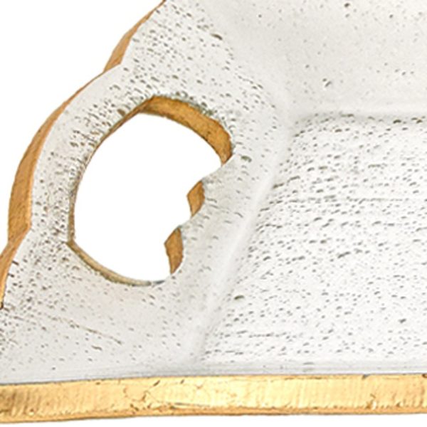 7 x 20 Hand Decorated Scalloped Edge Gold Leaf Tray With Cut Out Handles - Image 4