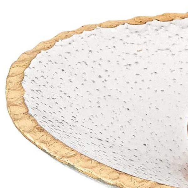 8 Hand Decorated Oval Edge Gold Leaf Serving Bowl - Image 4