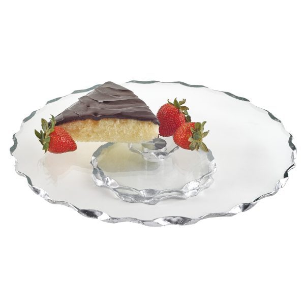 13 Hand Decorated Chiseled Edge Silver Turning Platter - Image 2