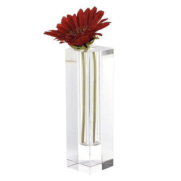 9 Hand Crafted Crystal Square Optical Bud Vase - Image 3