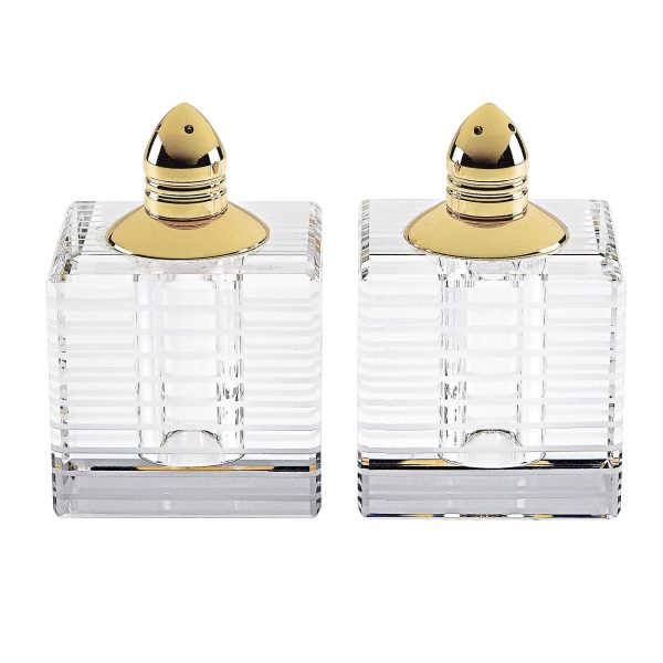 Hand Made Crystal Gold Pair of Salt and Pepper Shakers - Image 3