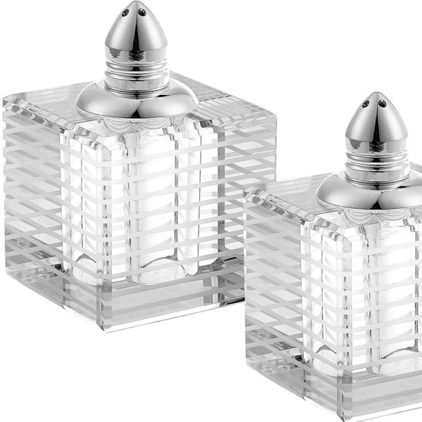 Hand Made Crystal Silver Pair of Salt and Pepper Shakers - Image 4