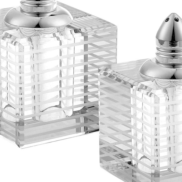 Hand Made Crystal Silver Pair of Salt and Pepper Shakers - Image 5