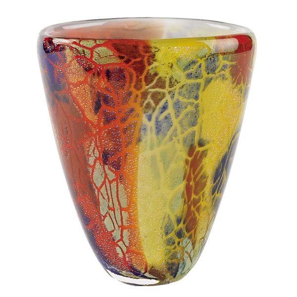 8 MultiColor Art Glass Oval Vase - Image 3