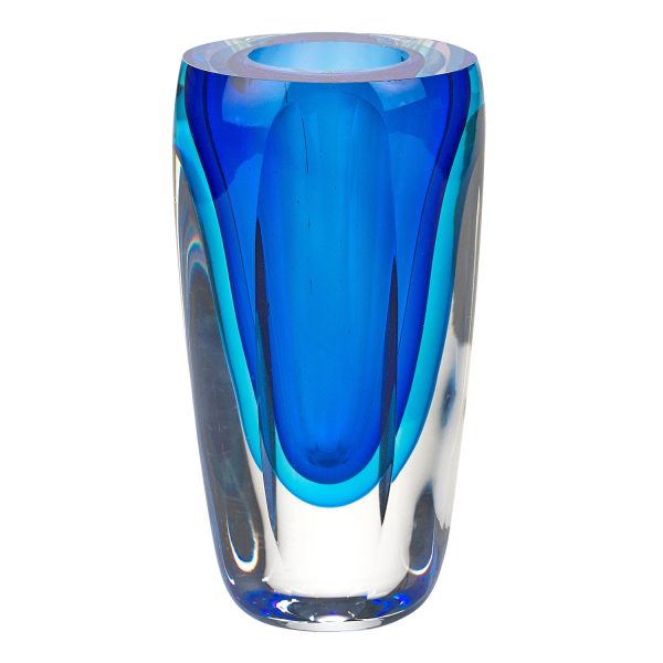 6 Mouth Blown Blue Art Glass Vase - Image 3