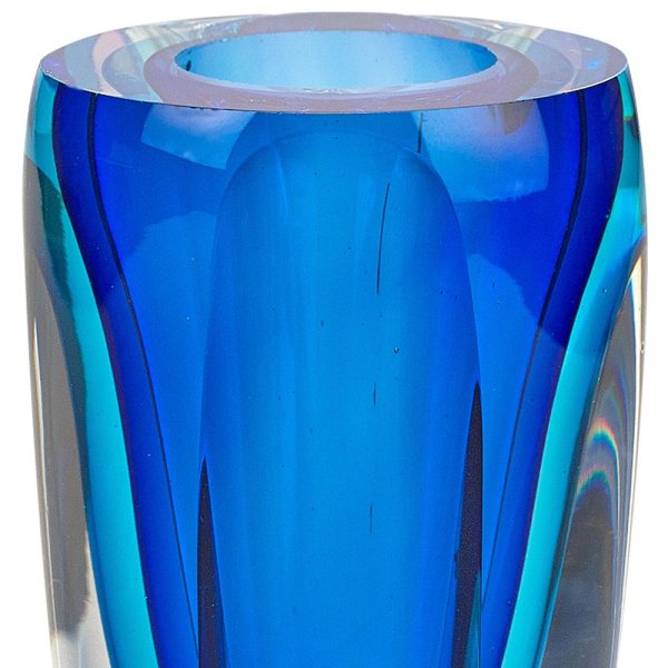6 Mouth Blown Blue Art Glass Vase - Image 4
