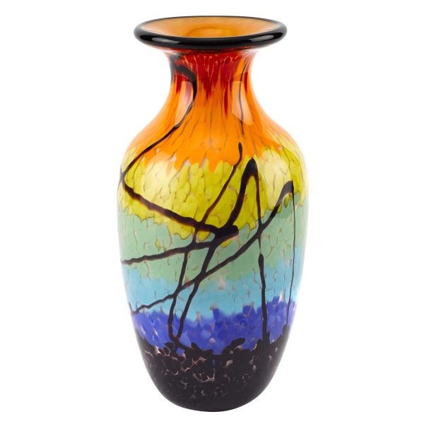 10.5 Mouth Blown Art Glass Urn Shape Decorative Vase - Image 3