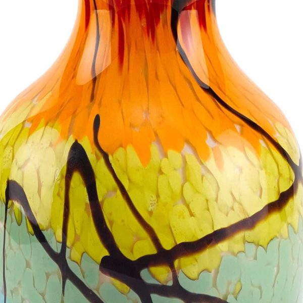 10.5 Mouth Blown Art Glass Urn Shape Decorative Vase - Image 4