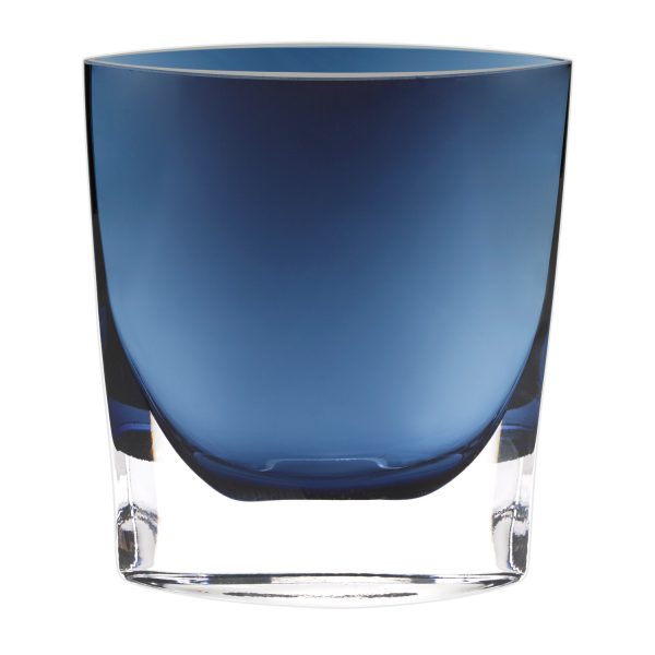 8 Mouth Blown Glass European Made Midnight Blue Pocket Shaped Vase - Image 3