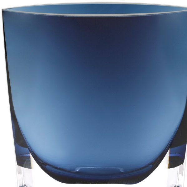 8 Mouth Blown Glass European Made Midnight Blue Pocket Shaped Vase - Image 4
