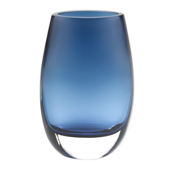 8 Mouth Blown Crystal Oval Thick Midnight Blue Walled Vase - Image 3